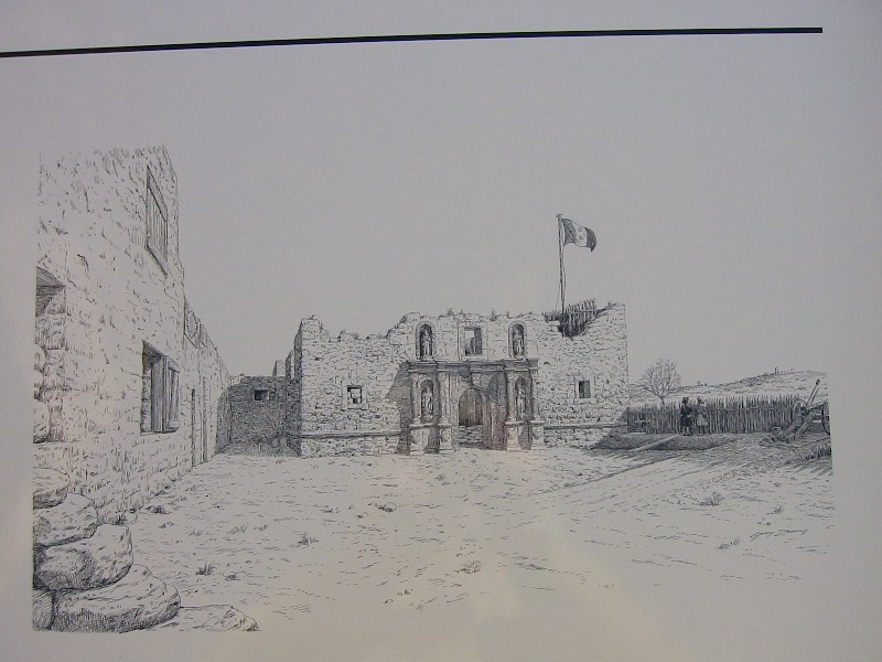 Image of Sketch of Alamo as it&amp;#10;appeared at the Battle of The Alamo on March 6, 1836