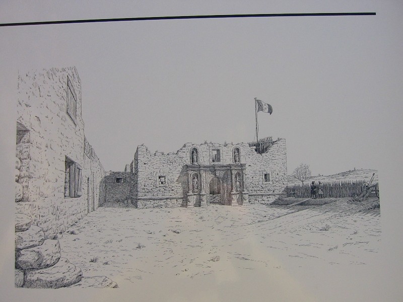 Image of Sketch of Alamo as it
appeared at the Battle of The Alamo on March 6, 1836